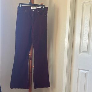 High-Rise Wide-Leg Jeans in Deep Plum